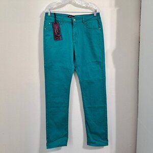 Daniel Women's Pants Straight Leg Green Teal Color Size 15/16 NWT